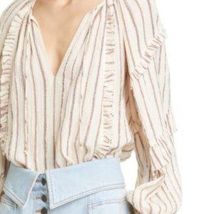 Ulla Johnson Metallic Stripe Cotton Blouse sz 8